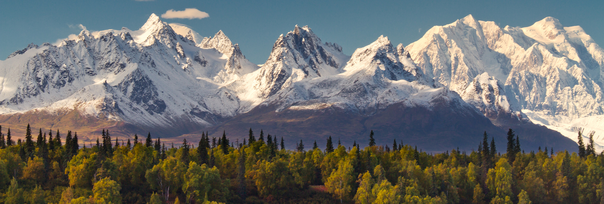 Snowy mountain peaks in Alaska