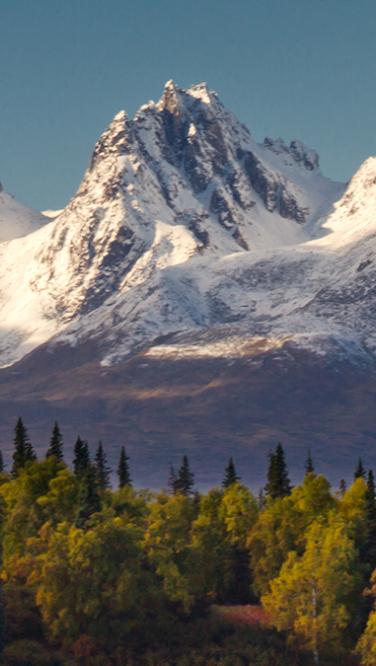 Snowy mountain peaks in Alaska